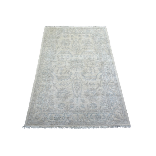 Ivory Stone Wash Peshawar, Pure Wool Natural Dyes Hand Knotted, Oriental Rug