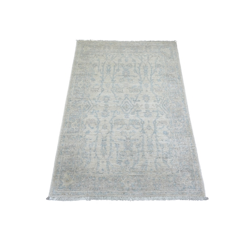 Ivory White Wash Peshawar, Pure Wool Natural Dyes Hand Knotted, Oriental Rug