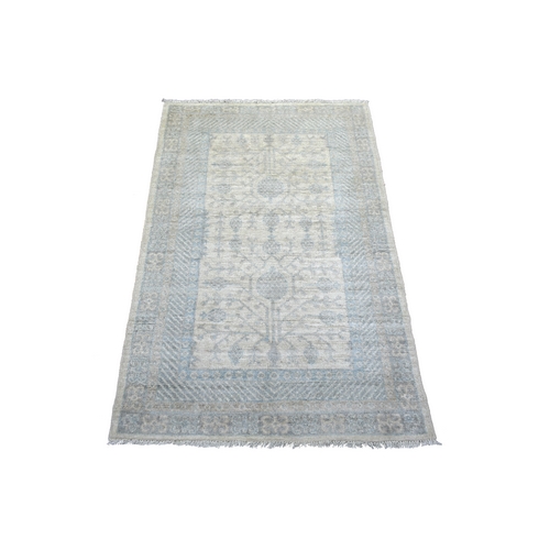 Ivory Milk Wash Samarkand With Pomegranate Design, Pure Wool Natural Dyes Hand Knotted, Oriental Rug