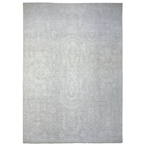 Gray Stone Wash Peshawar, Pure Wool Natural Dyes Hand Knotted, Oriental Rug