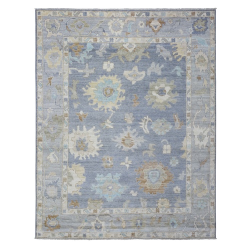 Air Force Blue, Afghan Angora Oushak, Vegetable Dyes, Natural Wool, Hand Knotted, Oriental Rug