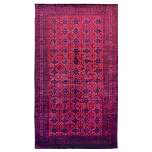 Deep and Saturated Red, Hand Knotted Afghan Khamyab with Tribal Medallions, Extra Soft Wool, Oversized Oriental Rug