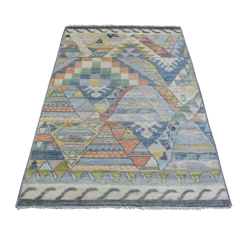 Colorful, Anatolian Village Inspired Patchwork Design Natural Dyes, Pure Wool Hand Knotted Oriental Rug