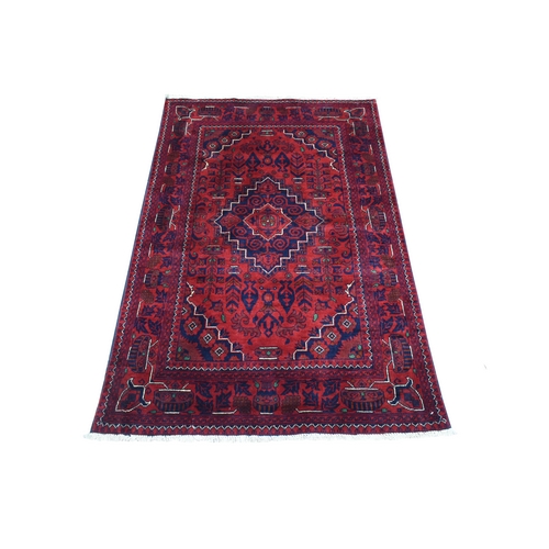 Deep and Saturated Red, Afghan Khamyab with Large Medallions Design, Organic Wool Hand Knotted, Oriental 