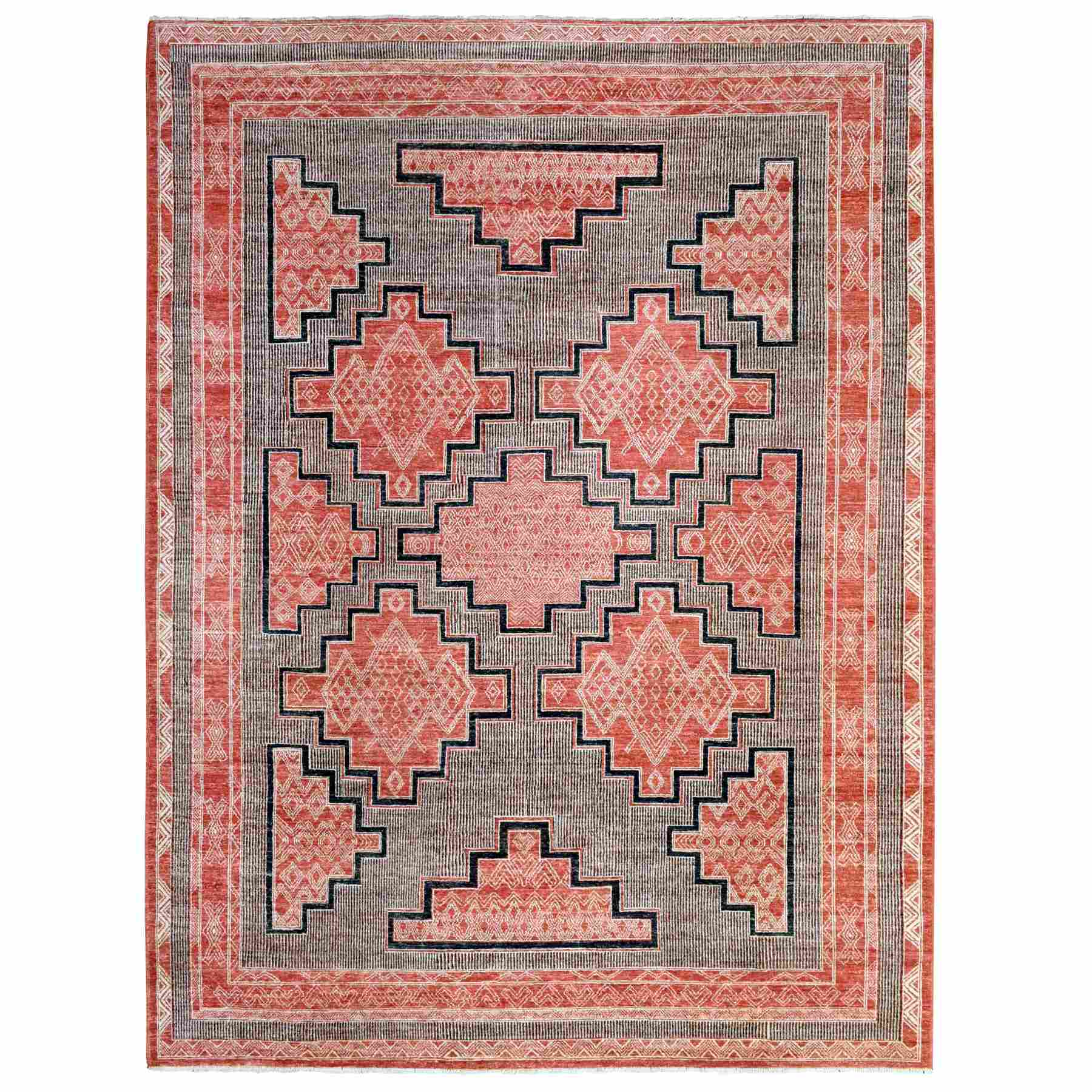 Oushak-And-Peshawar-Hand-Knotted-Rug-362875