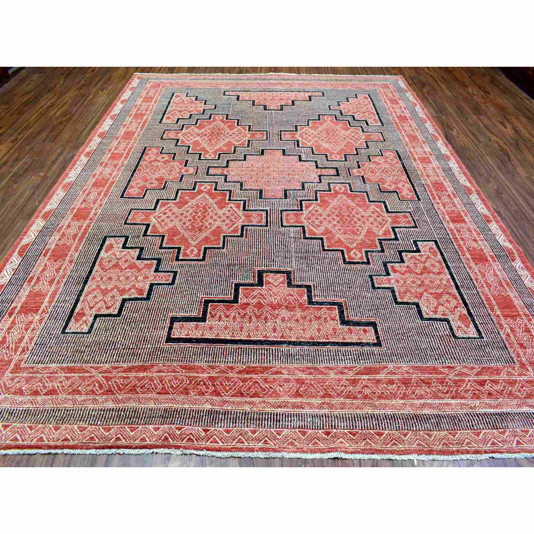Oushak-And-Peshawar-Hand-Knotted-Rug-362875