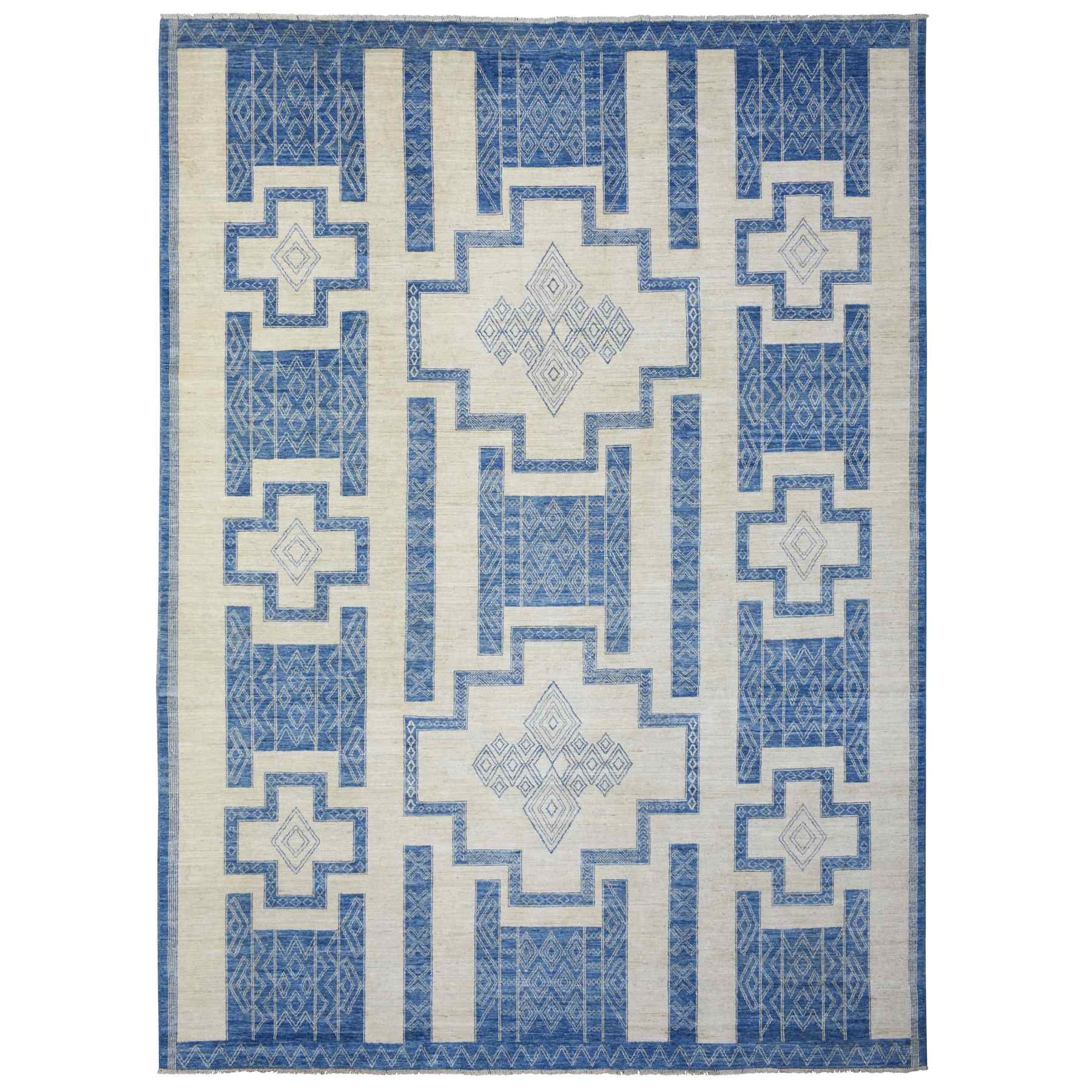 Oushak-And-Peshawar-Hand-Knotted-Rug-363355