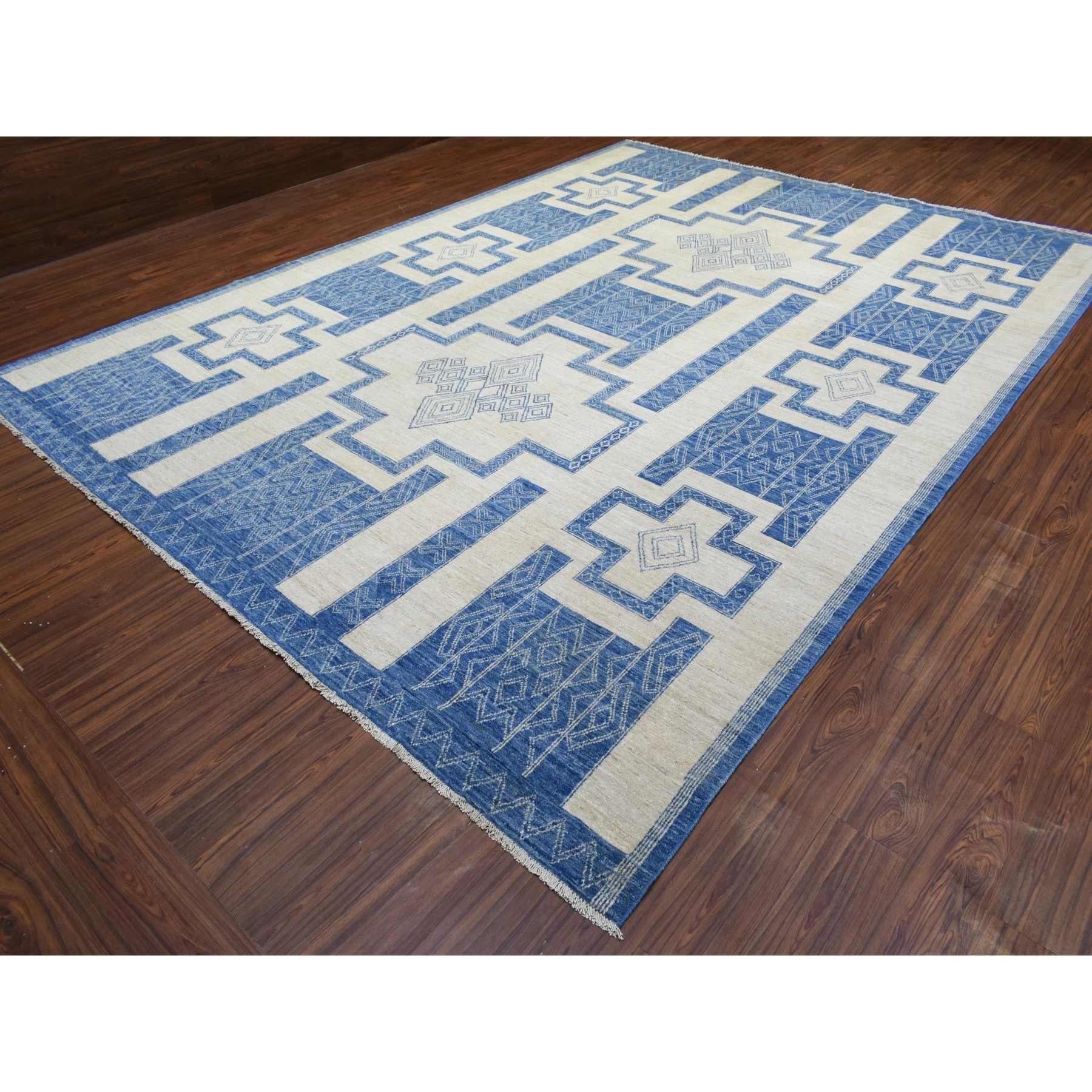 Oushak-And-Peshawar-Hand-Knotted-Rug-363355