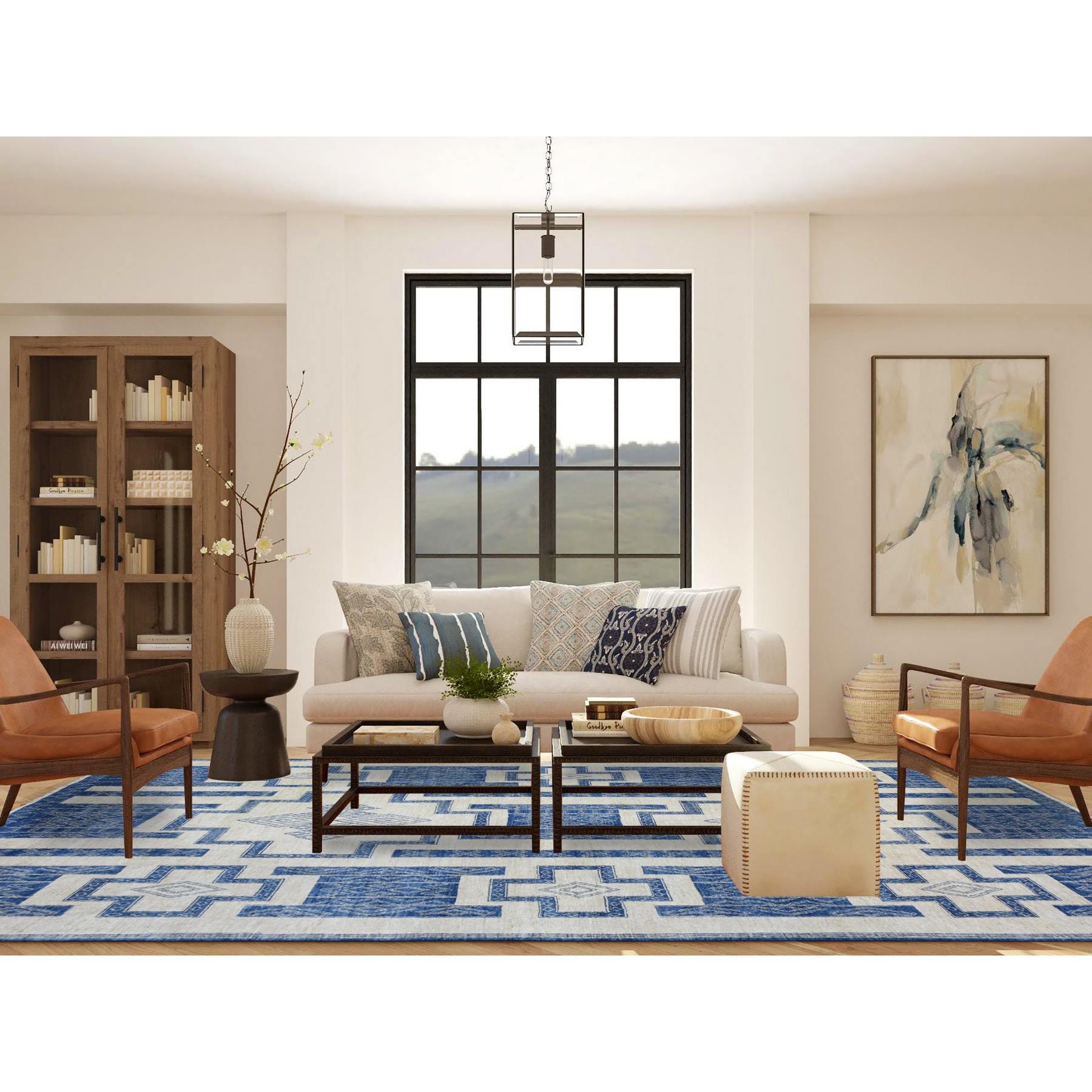 Oushak-And-Peshawar-Hand-Knotted-Rug-363600