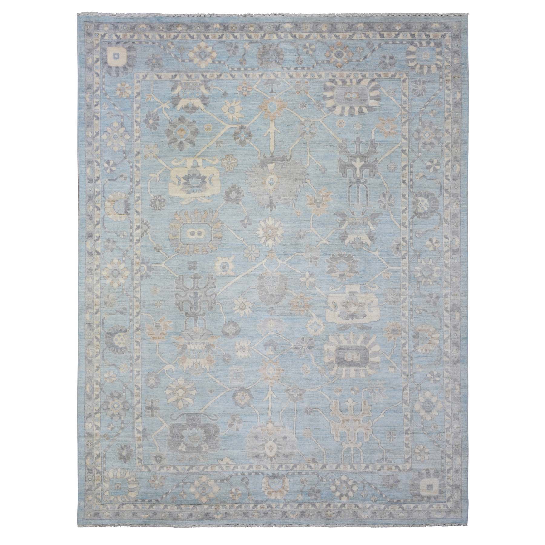 Oushak-And-Peshawar-Hand-Knotted-Rug-364060