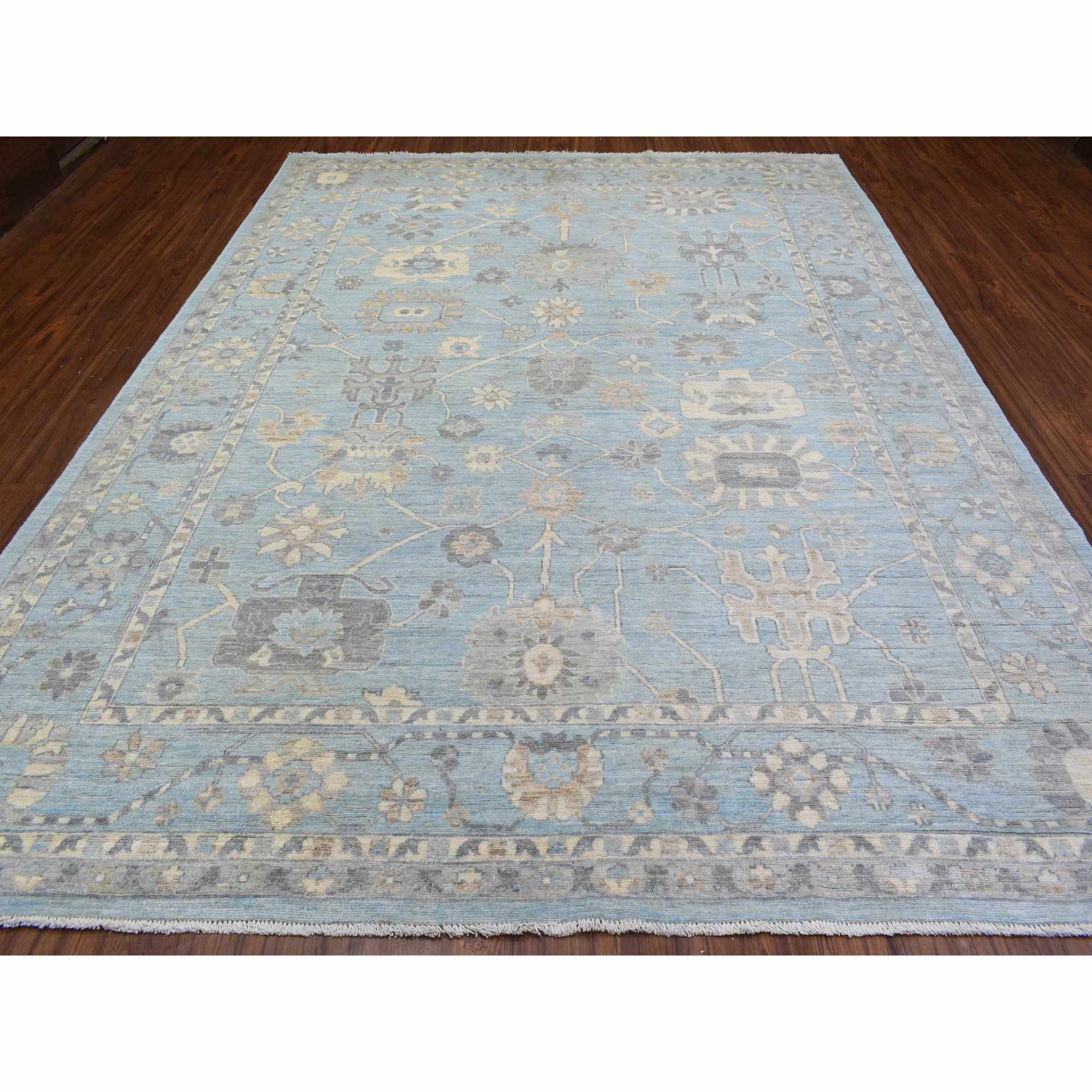 Oushak-And-Peshawar-Hand-Knotted-Rug-364060