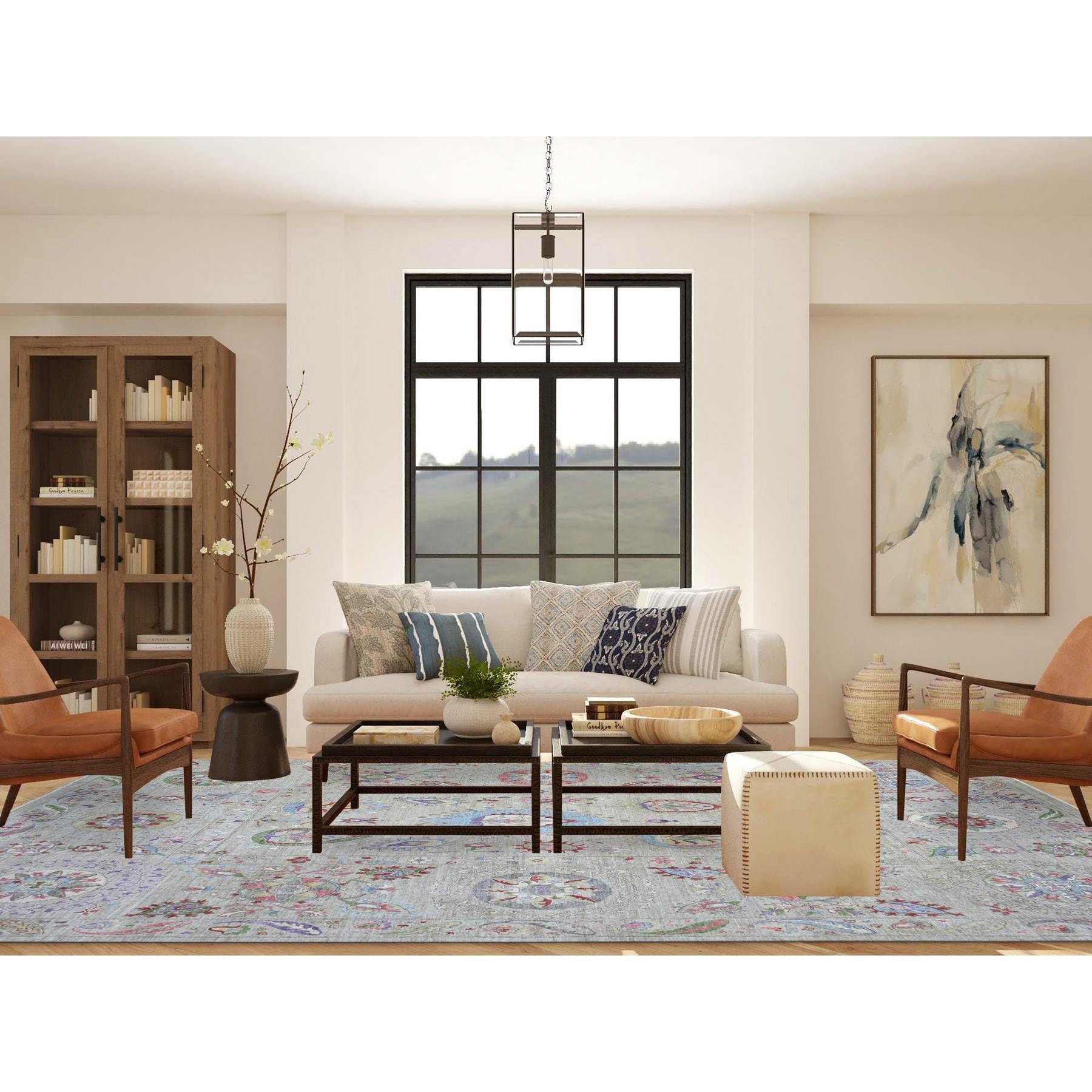 Oushak-And-Peshawar-Hand-Knotted-Rug-364645