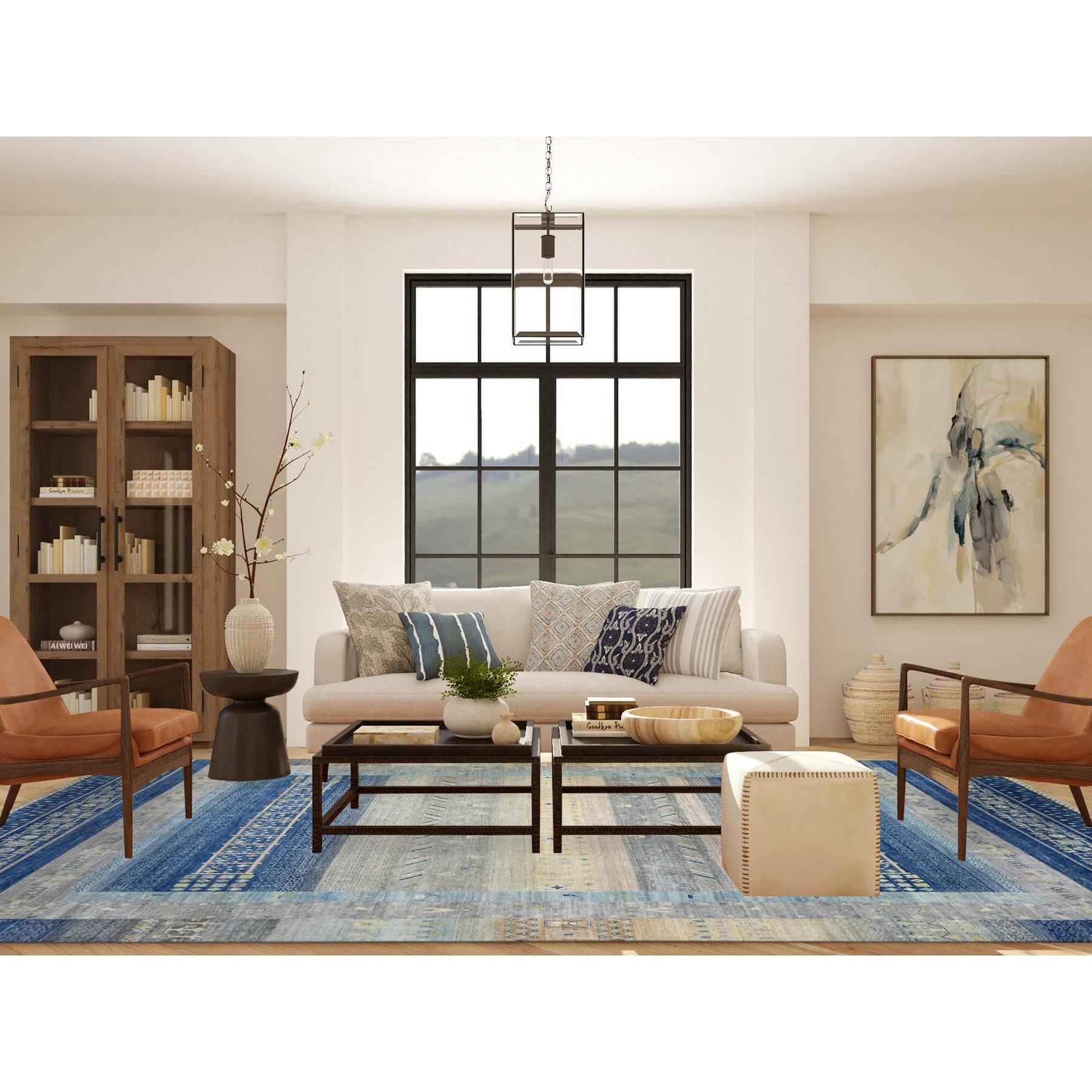 Tribal-Geometric-Hand-Knotted-Rug-364105
