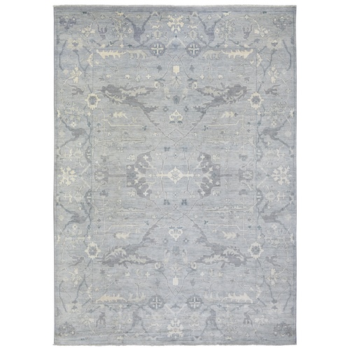 Gray Extra Soft Wool Afghan Angora Oushak with Flowing and Open Design Natural Dyes Hand Knotted Oriental Rug