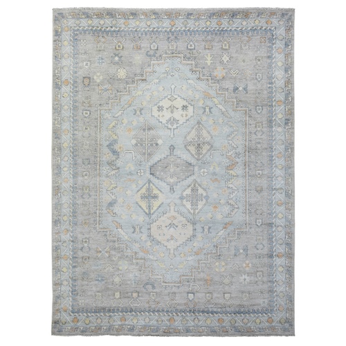 Silver Gray, Natural Wool Hand Knotted, Anatolian Village Inspired with All Over Design, Natural Dyes Oriental Rug