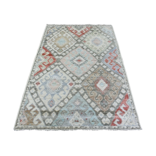Colorful Anatolian Village Inspired with Large Elements, Natural Dyes, Soft and Supple Wool Hand Knotted Oriental Rug