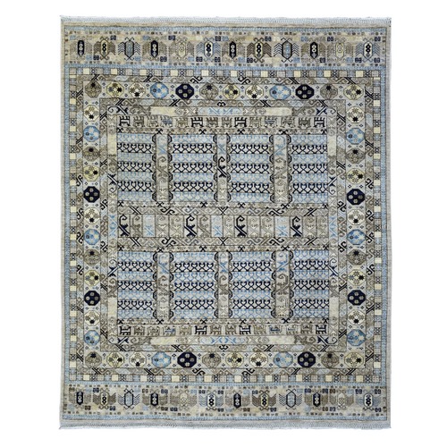 Beige, Hand Knotted Afghan Ersari with Hutchlu Design, Natural Dyes Soft Lush Pile Soft Wool, Oriental Rug