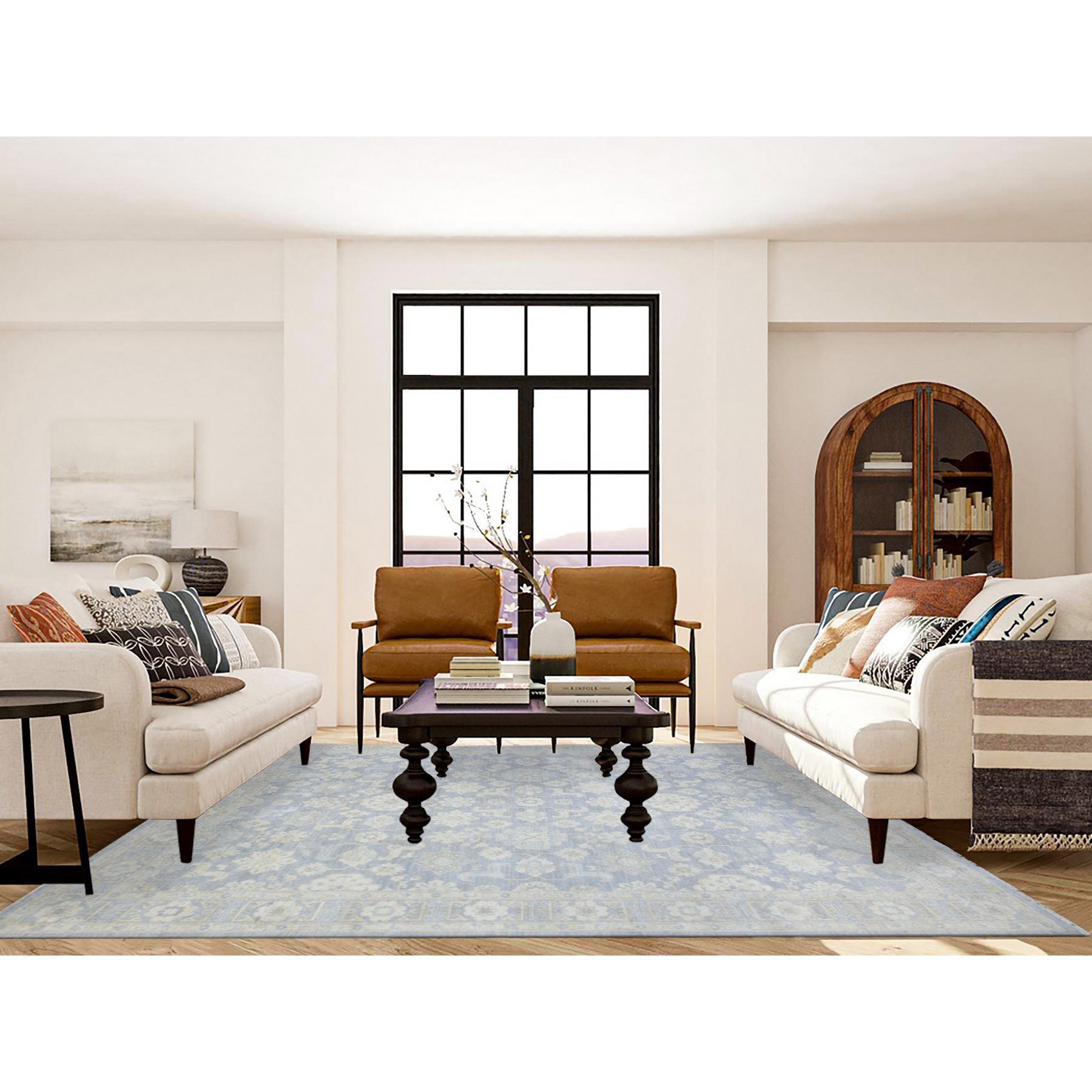 Oushak-And-Peshawar-Hand-Knotted-Rug-365175