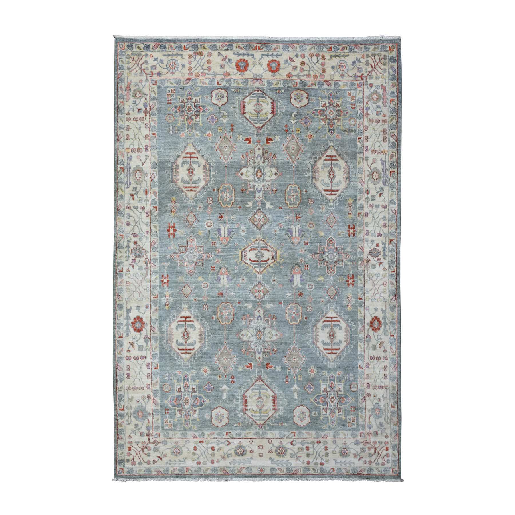 Oushak-And-Peshawar-Hand-Knotted-Rug-365285