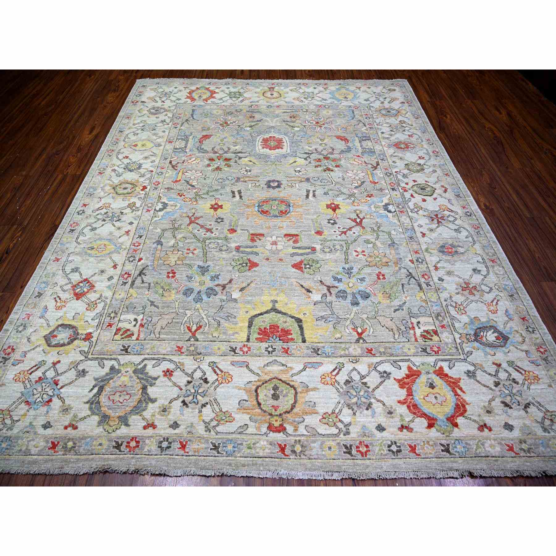 Oushak-And-Peshawar-Hand-Knotted-Rug-365615