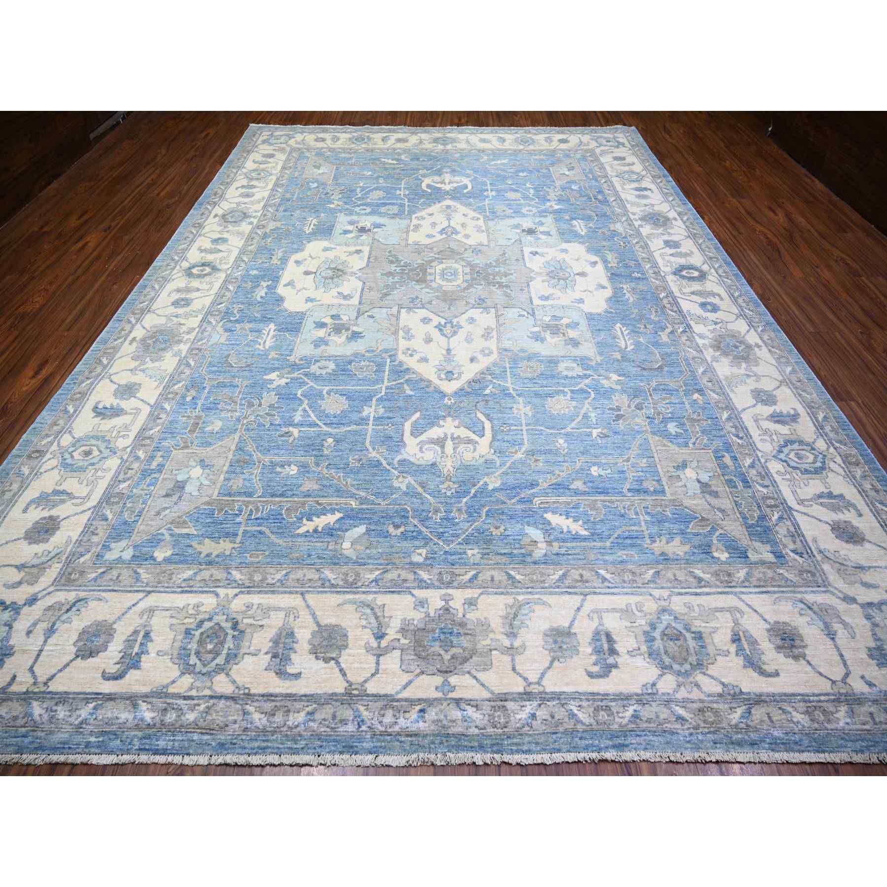 Oushak-And-Peshawar-Hand-Knotted-Rug-365645