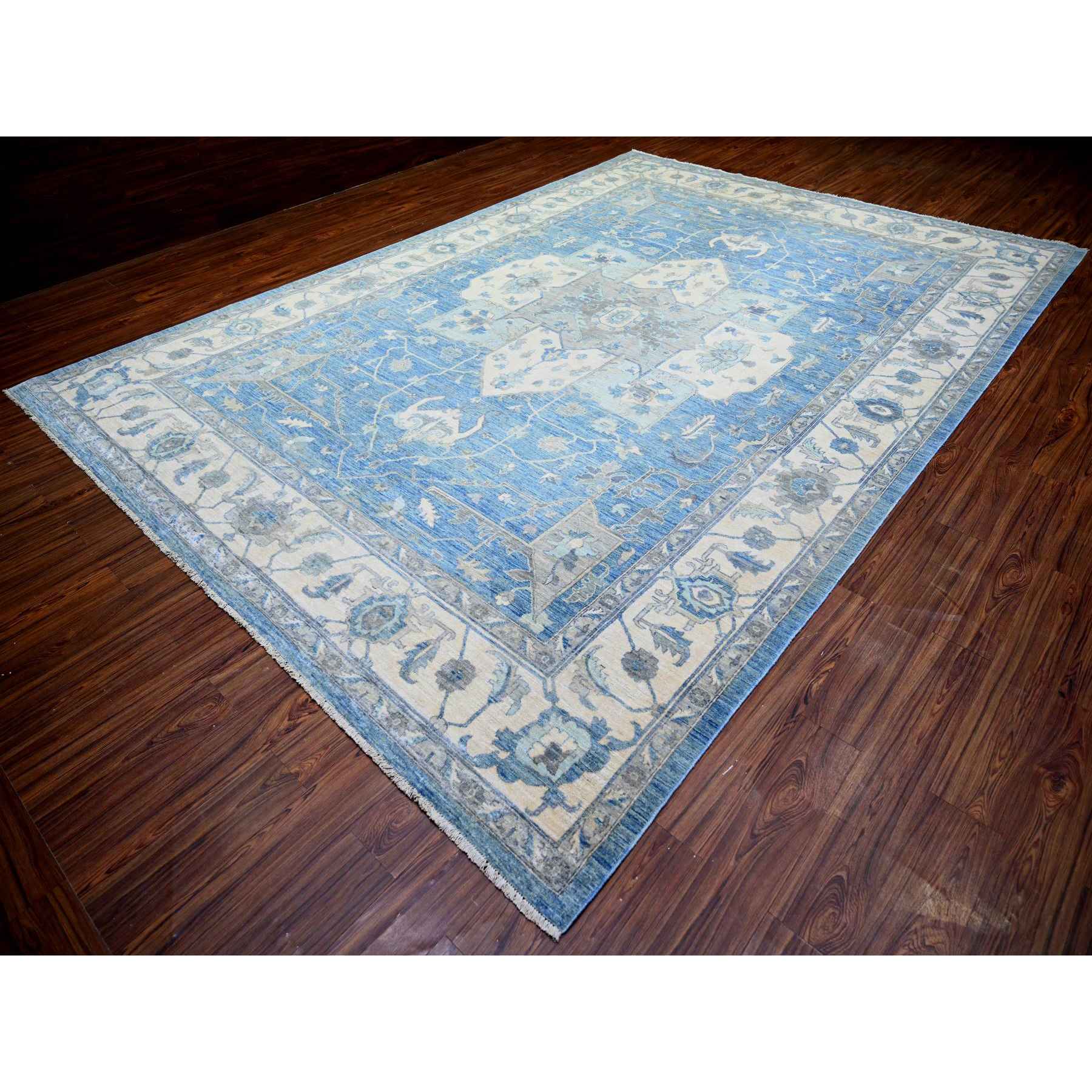Oushak-And-Peshawar-Hand-Knotted-Rug-365645
