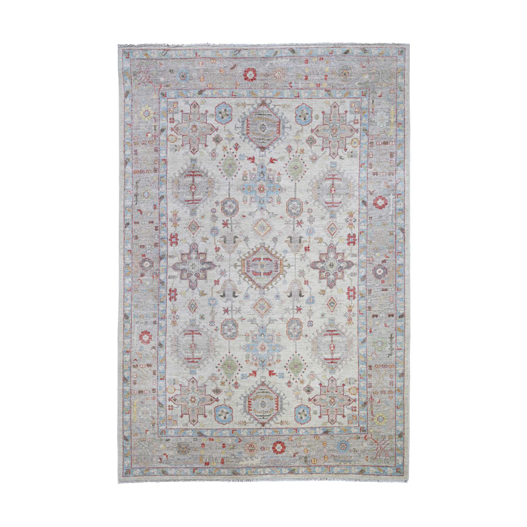 Oushak-And-Peshawar-Hand-Knotted-Rug-365715