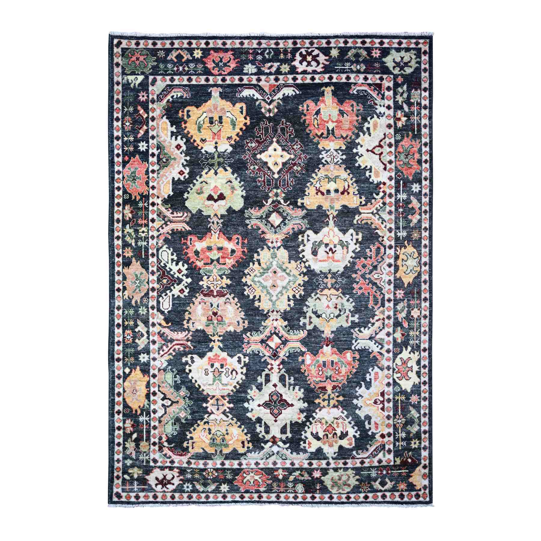 Oushak-And-Peshawar-Hand-Knotted-Rug-366360