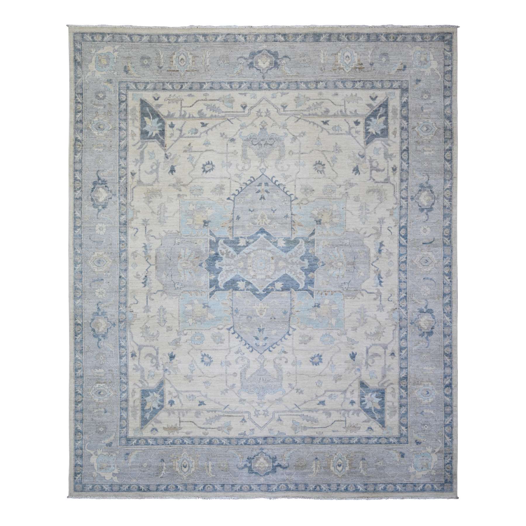 Oushak-And-Peshawar-Hand-Knotted-Rug-366395