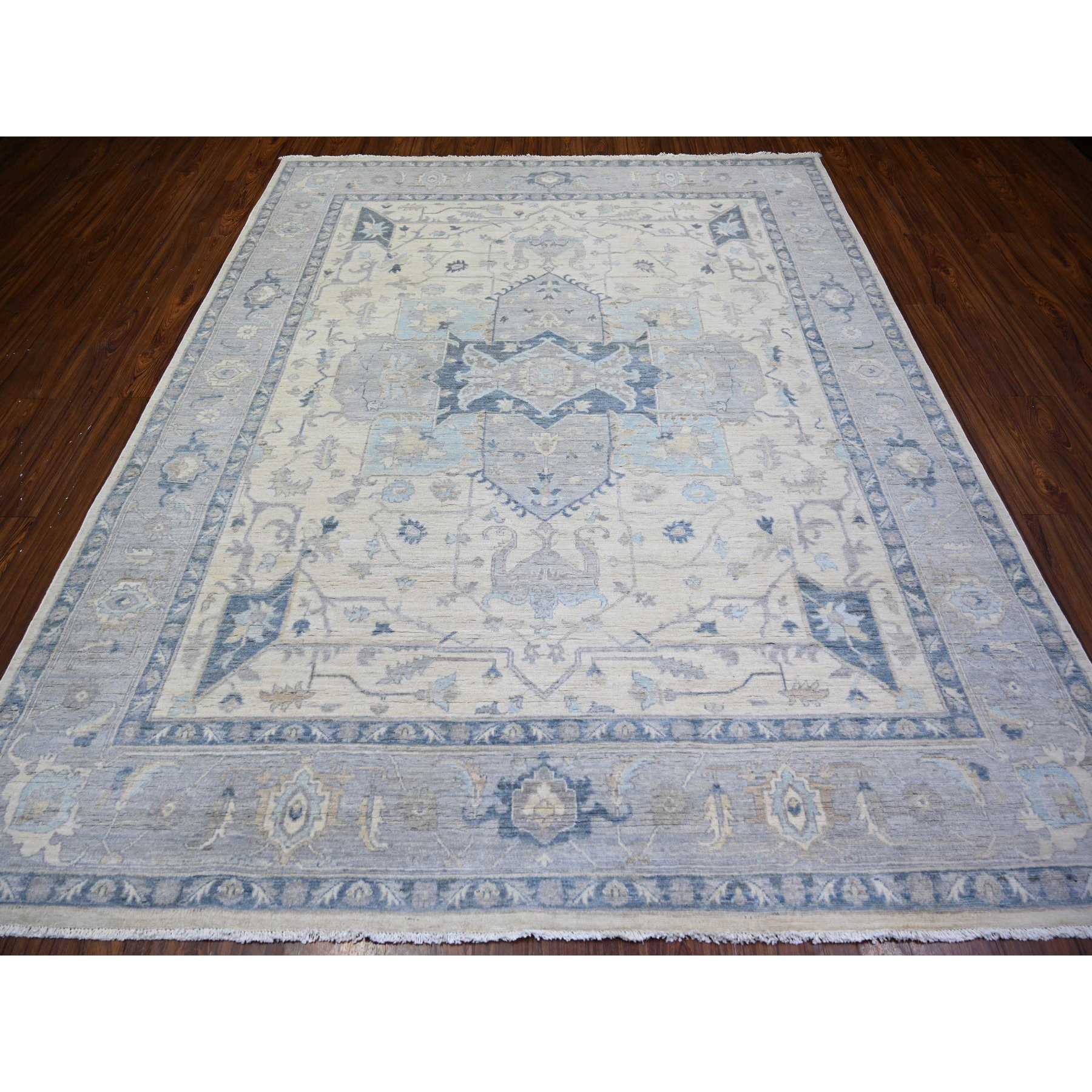 Oushak-And-Peshawar-Hand-Knotted-Rug-366395