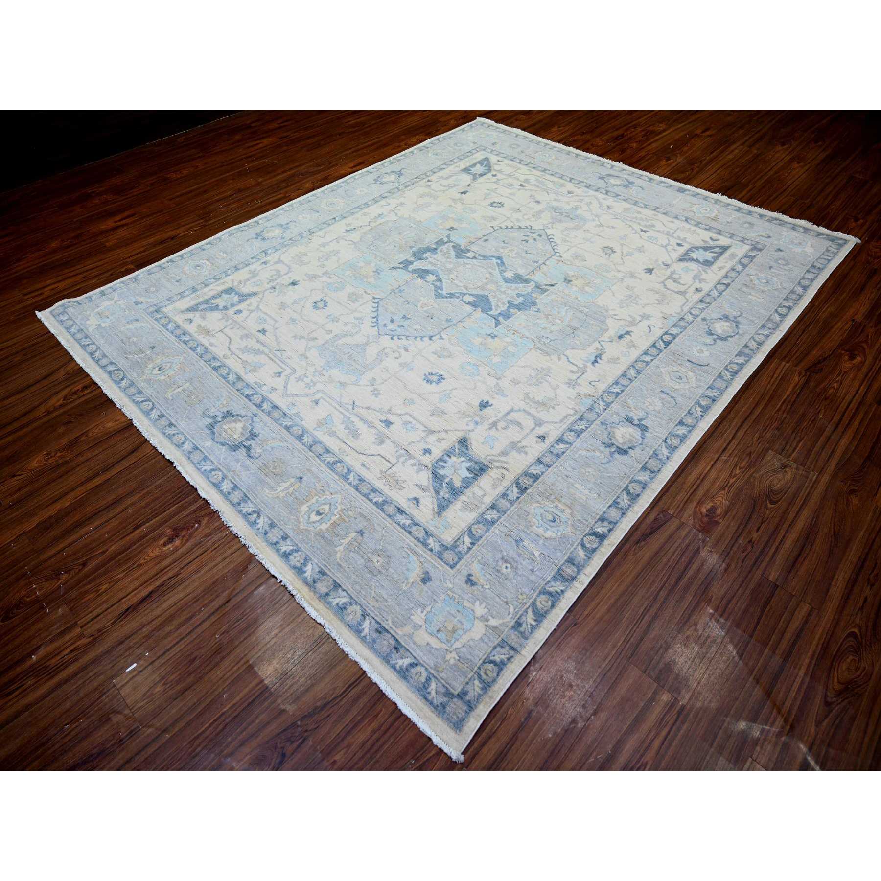 Oushak-And-Peshawar-Hand-Knotted-Rug-366395