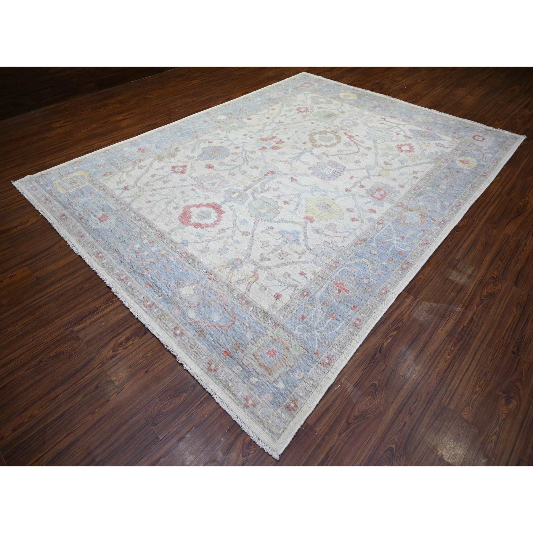 Oushak-And-Peshawar-Hand-Knotted-Rug-366800