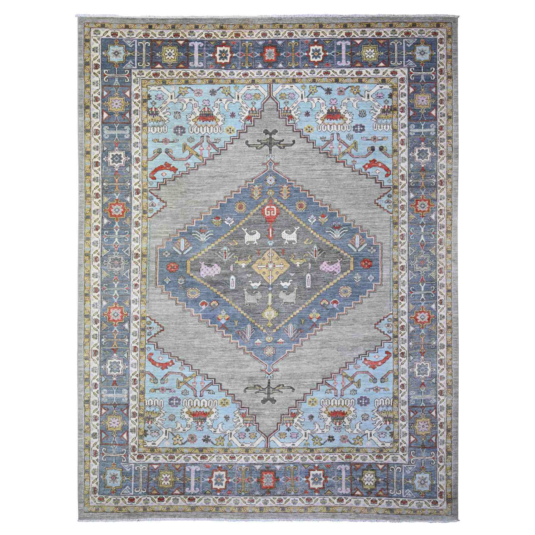 Oushak-And-Peshawar-Hand-Knotted-Rug-367030