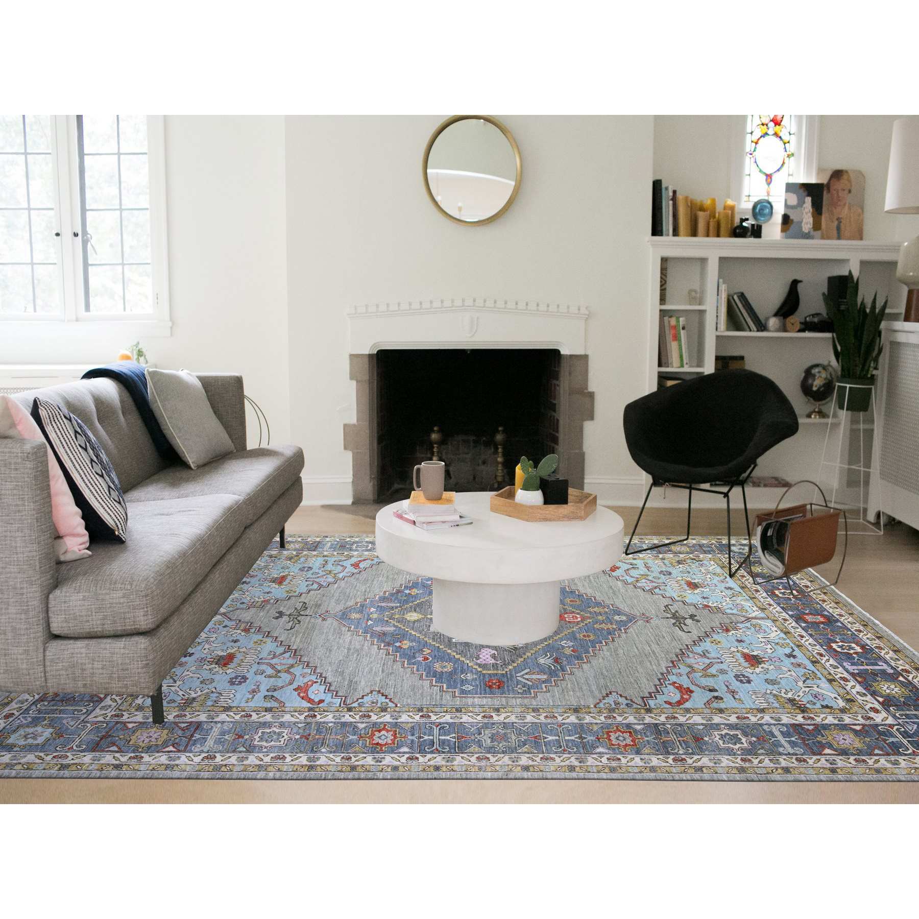Oushak-And-Peshawar-Hand-Knotted-Rug-367030