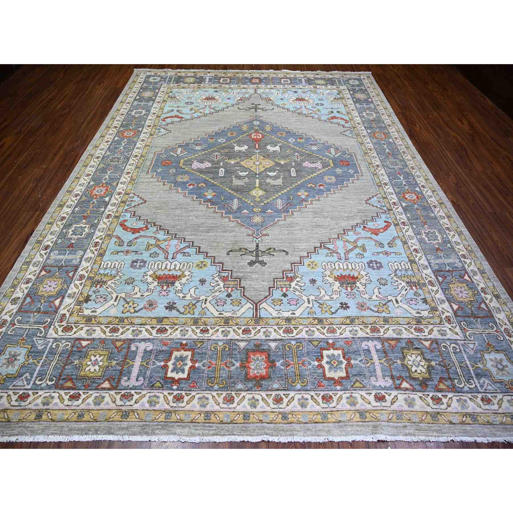 Oushak-And-Peshawar-Hand-Knotted-Rug-367030