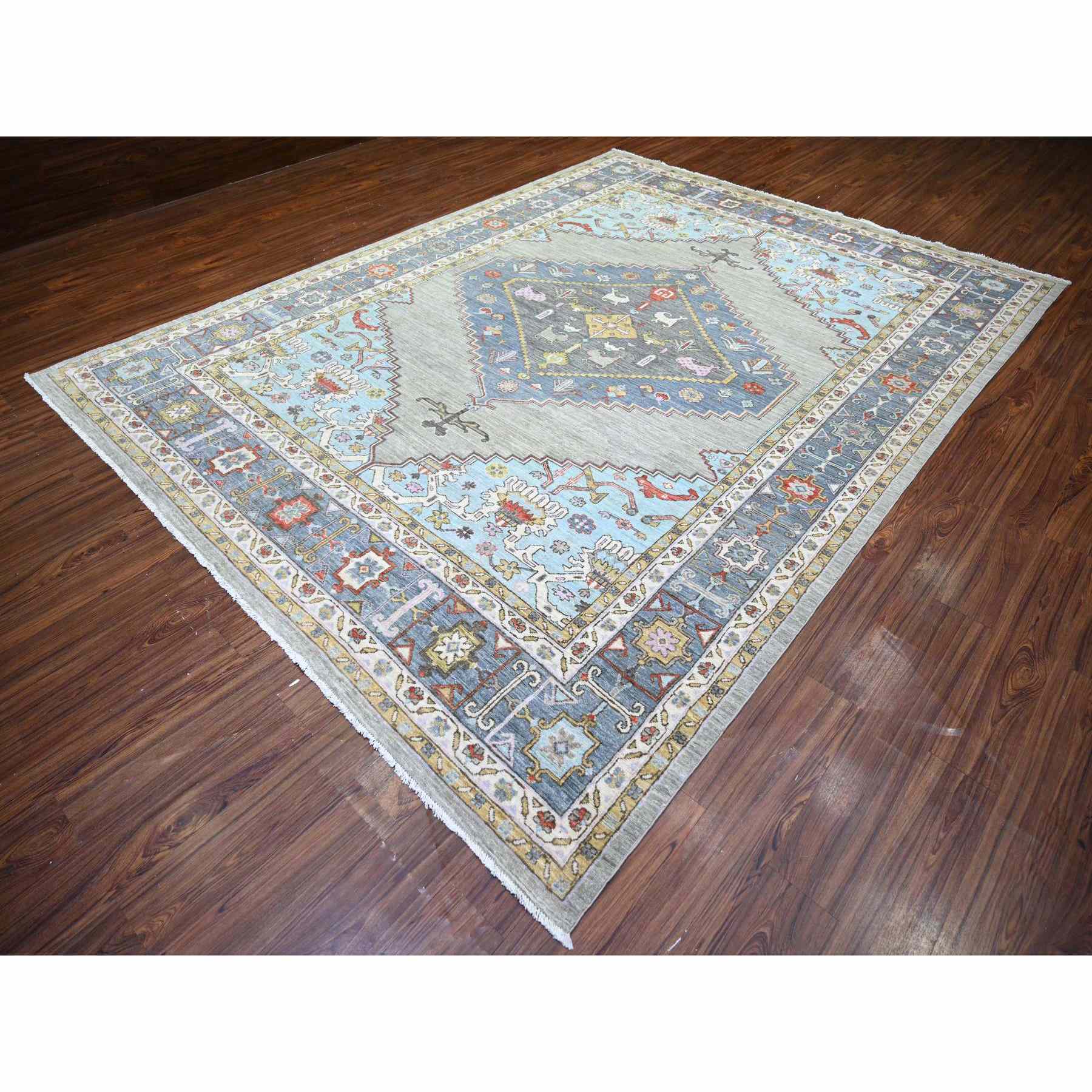 Oushak-And-Peshawar-Hand-Knotted-Rug-367030