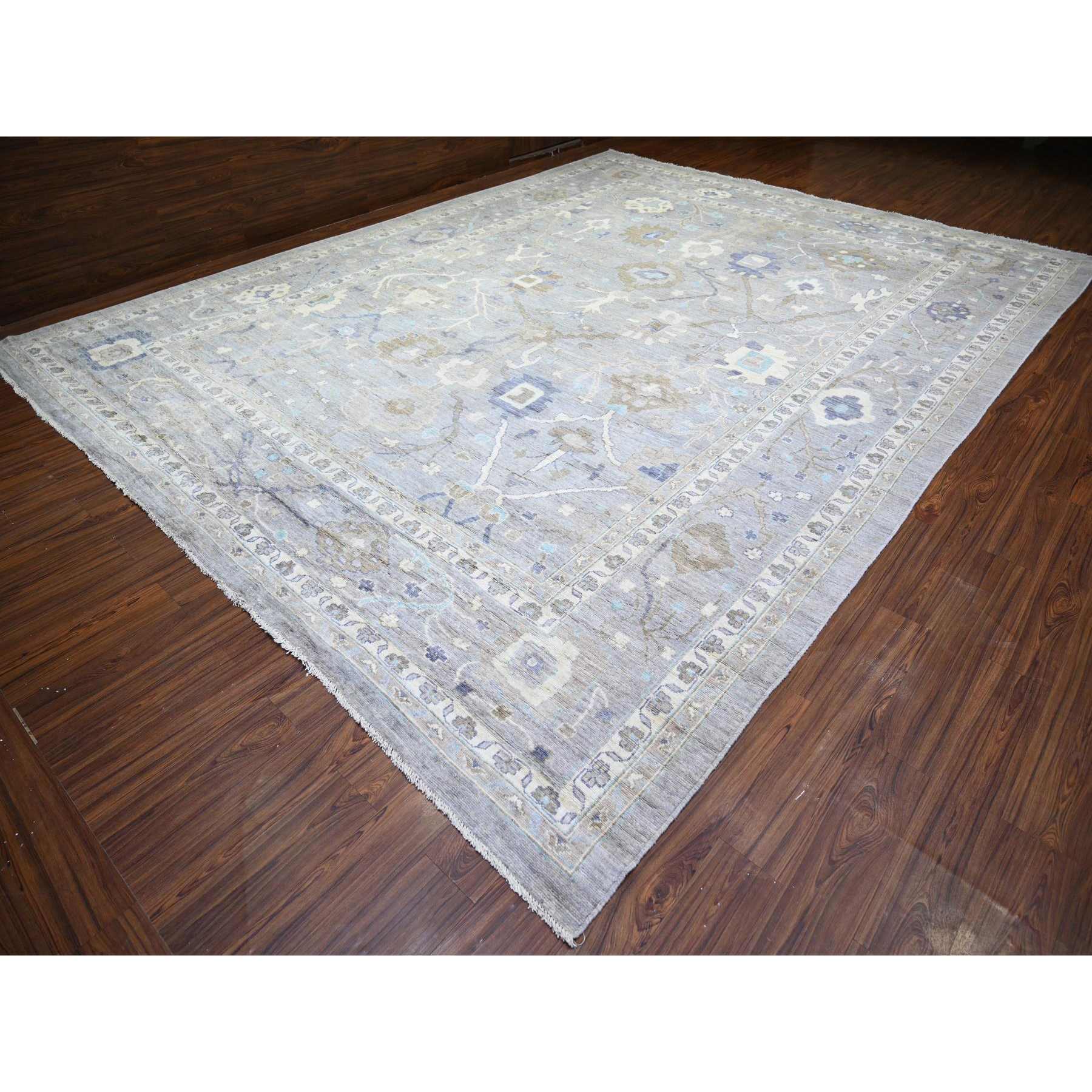 Oushak-And-Peshawar-Hand-Knotted-Rug-367235