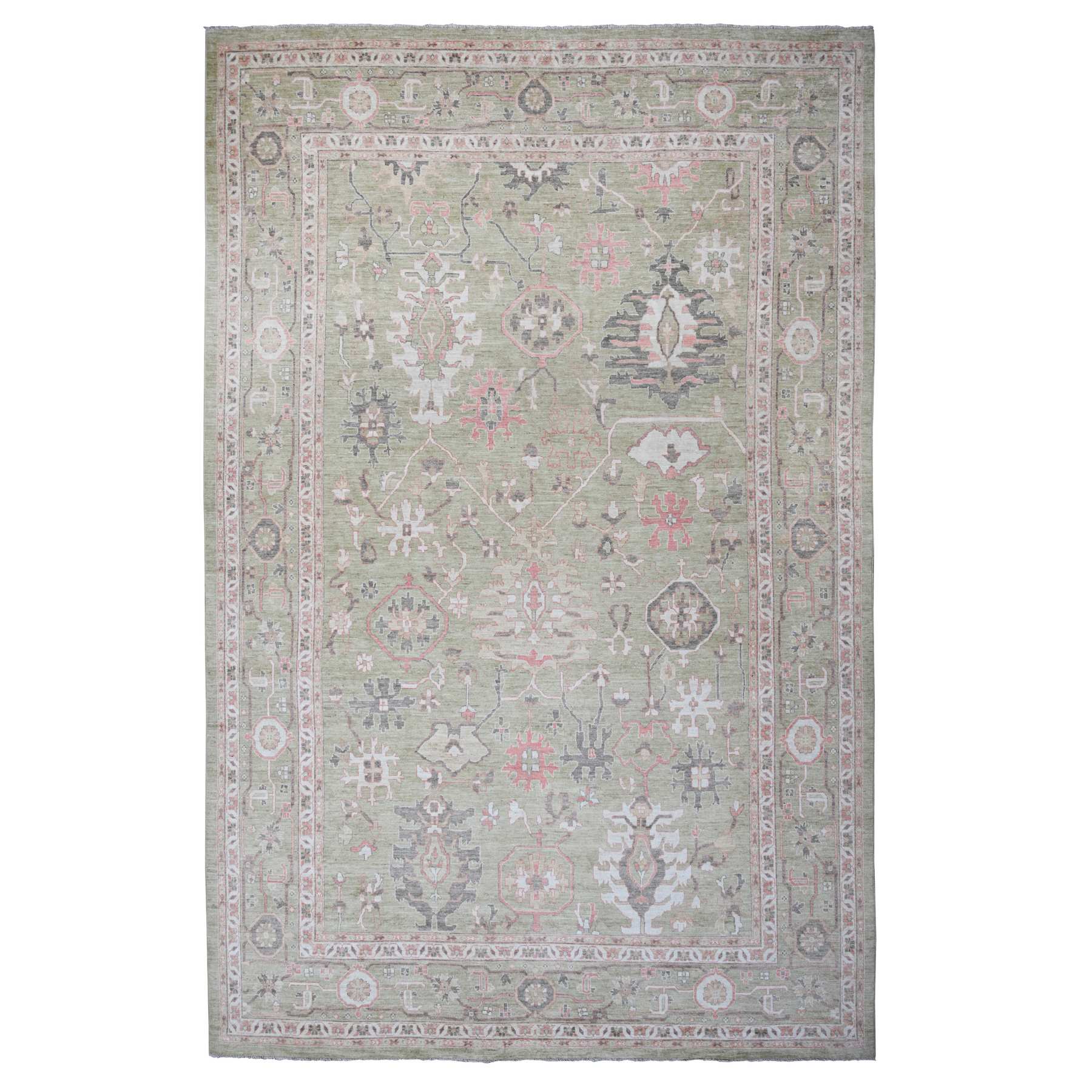 Oushak-And-Peshawar-Hand-Knotted-Rug-367240
