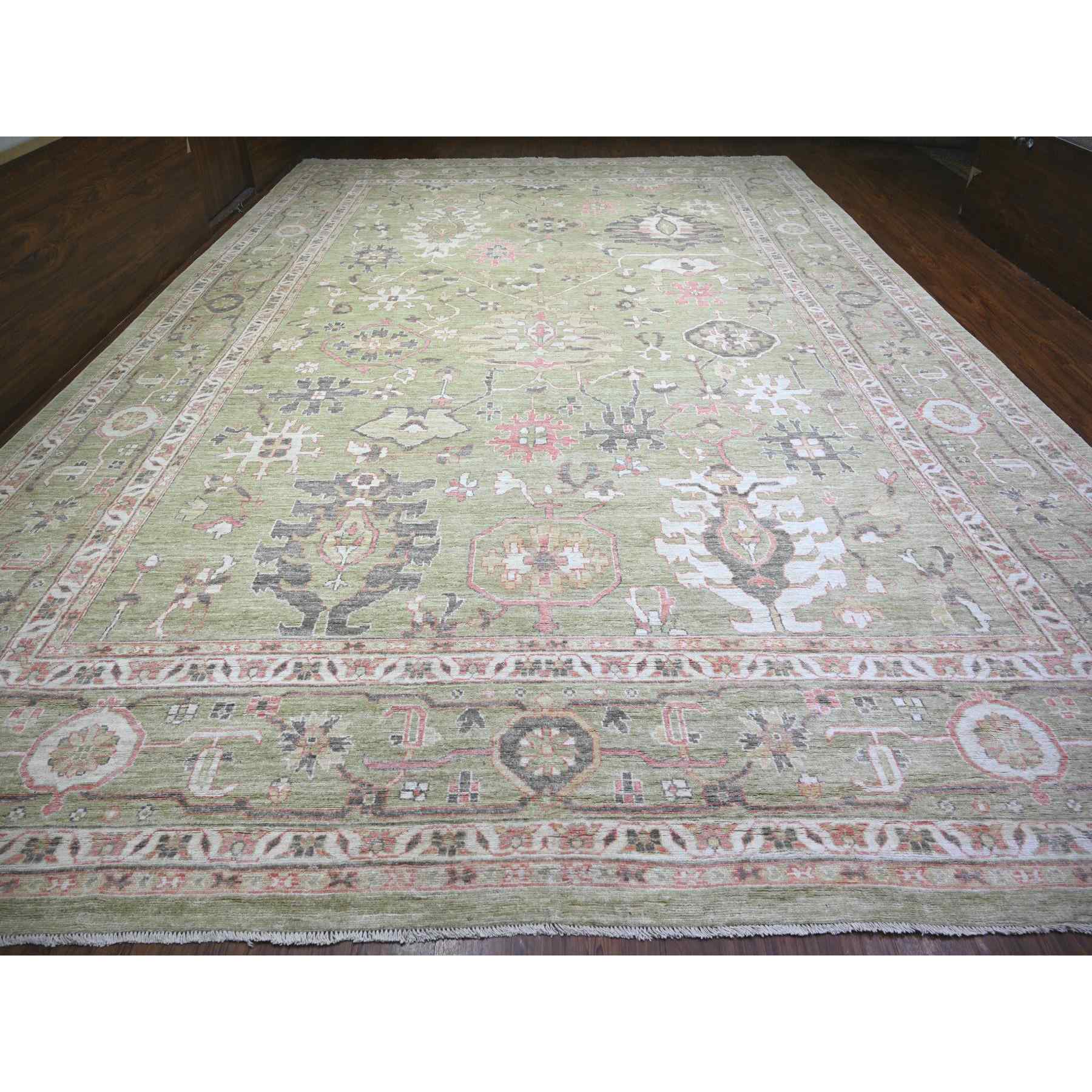 Oushak-And-Peshawar-Hand-Knotted-Rug-367240