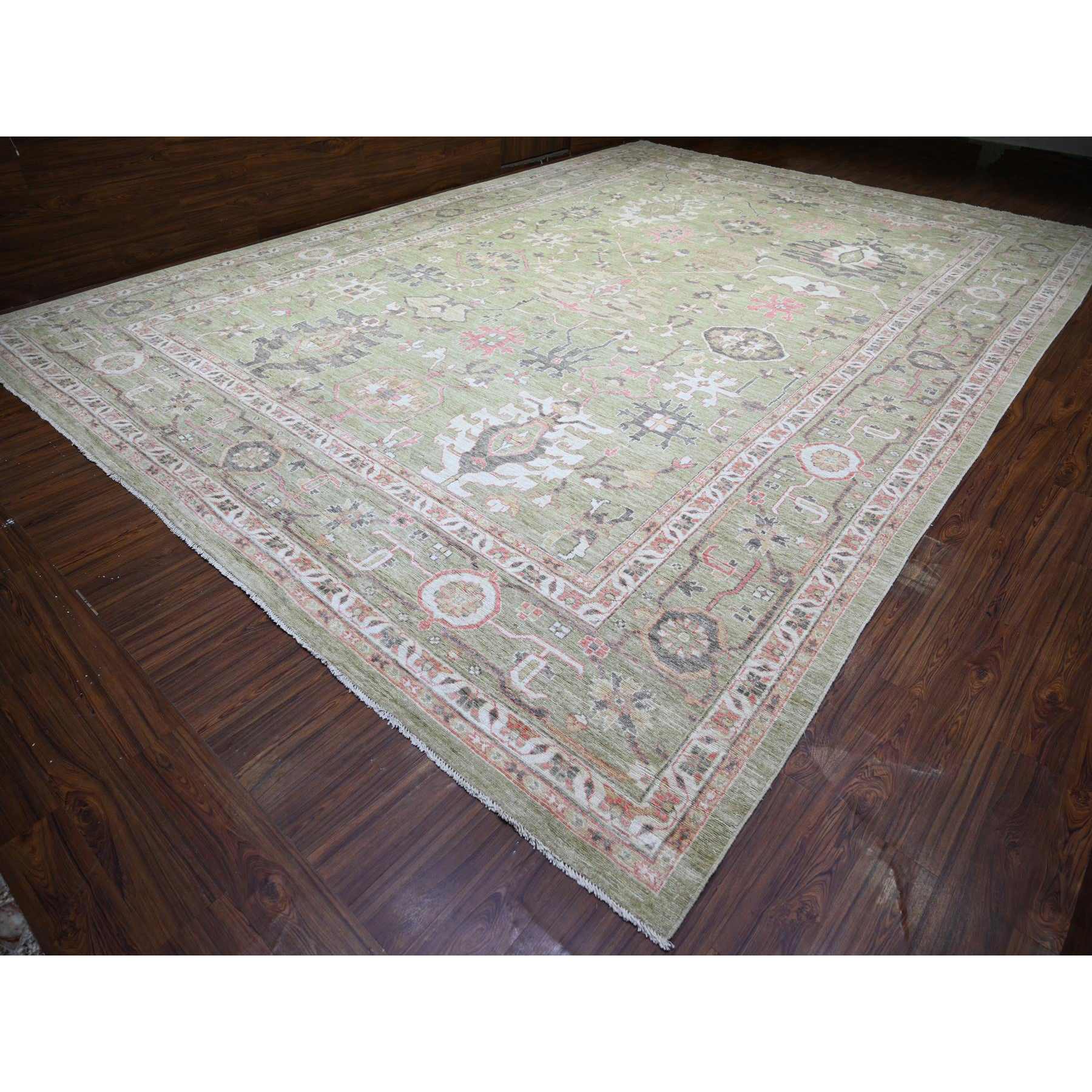 Oushak-And-Peshawar-Hand-Knotted-Rug-367240