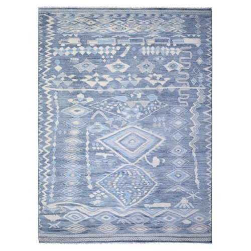 Cadet Gray, Hand Knotted Beni Ourain Moroccan Berber Design, Vegetable Dyes Extra Soft Wool, Oriental 