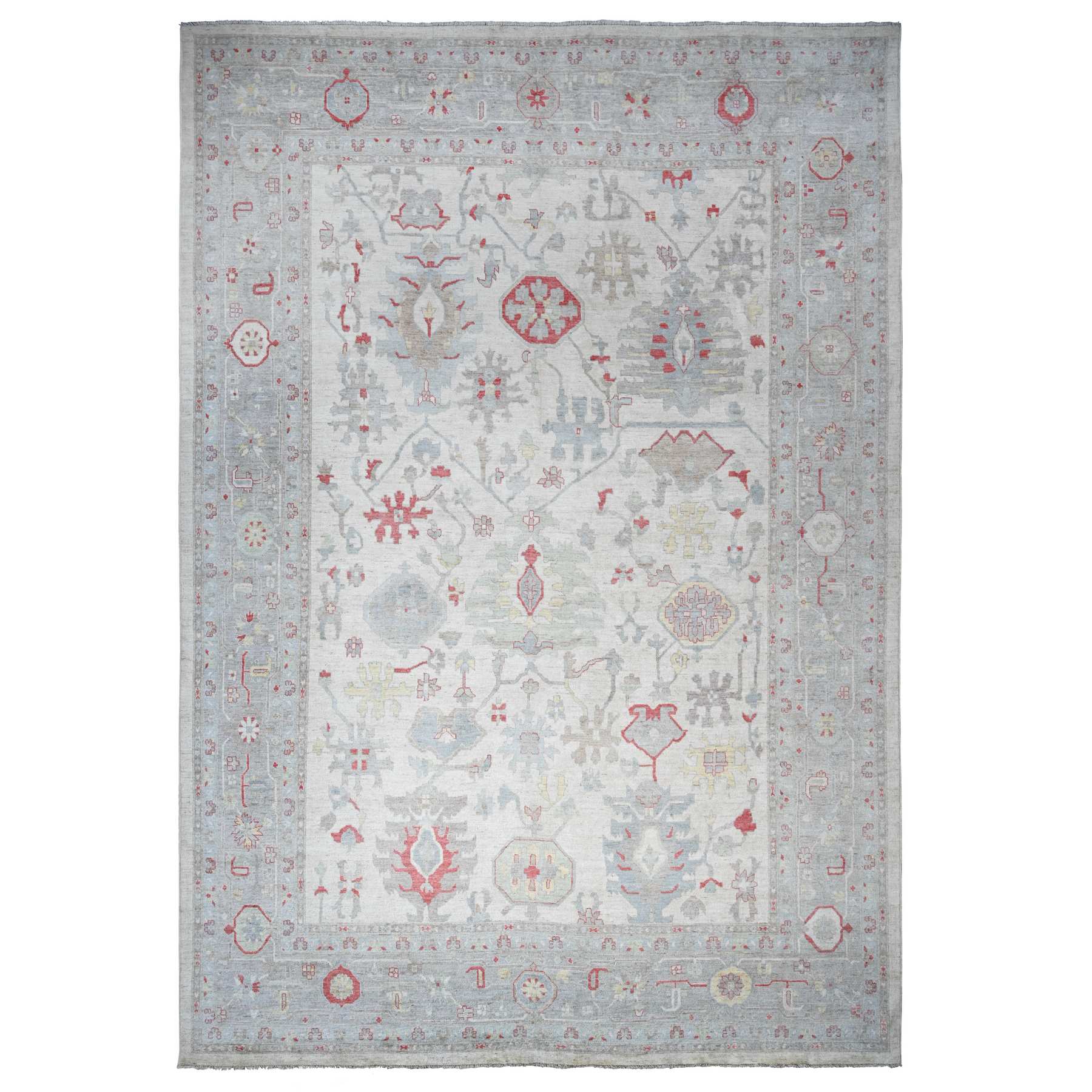 Oushak-And-Peshawar-Hand-Knotted-Rug-368985