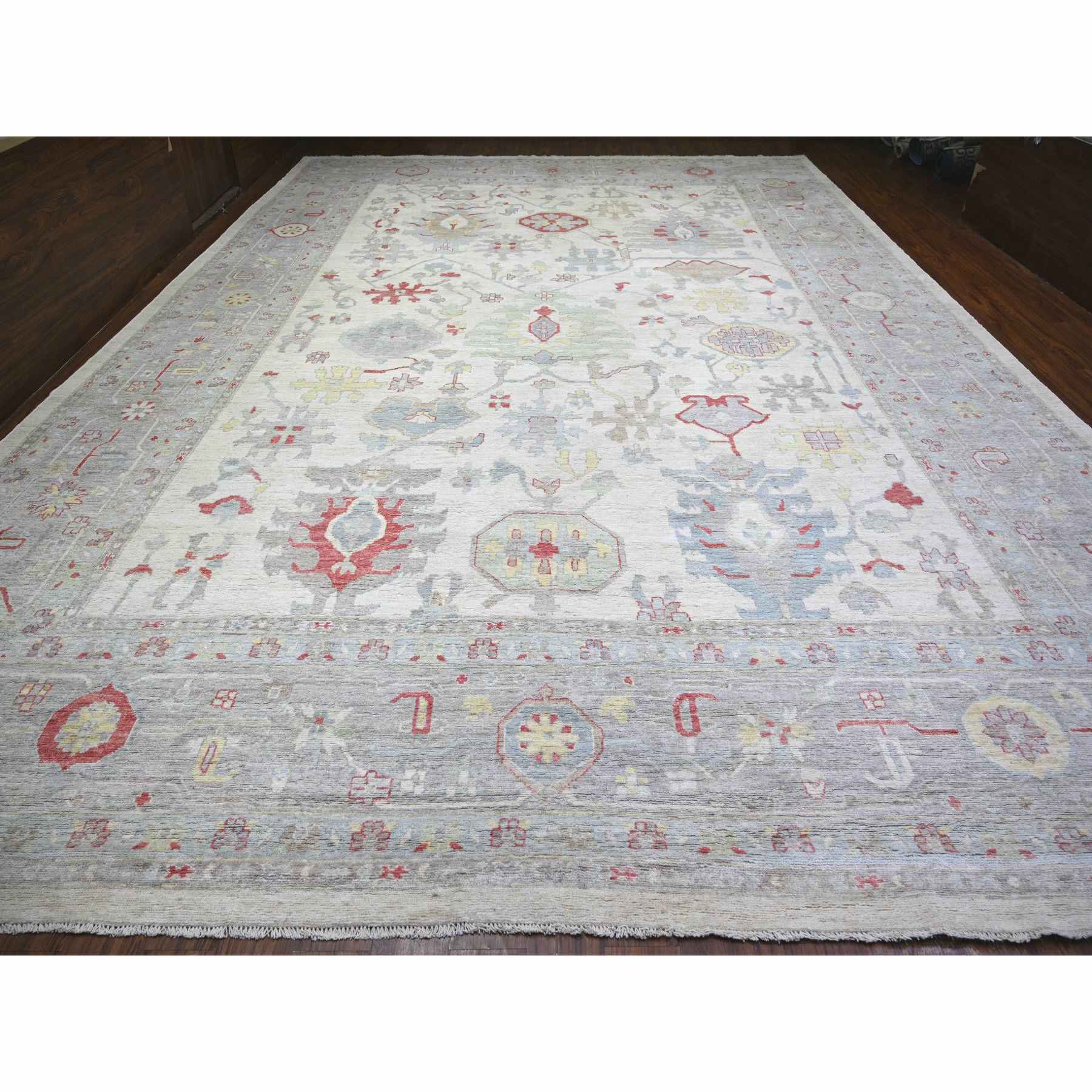 Oushak-And-Peshawar-Hand-Knotted-Rug-368985