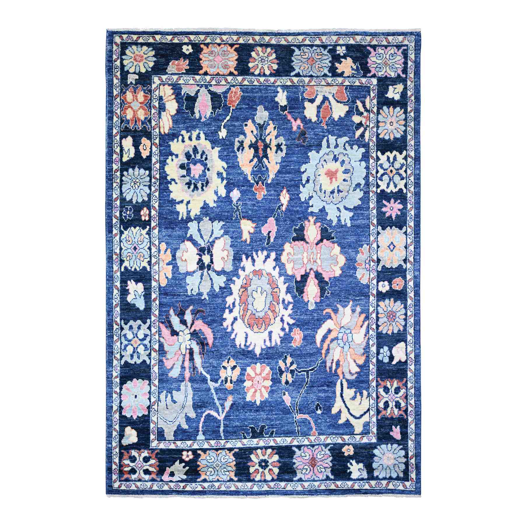 Oushak-And-Peshawar-Hand-Knotted-Rug-369010