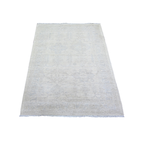 White Wash Peshawar with Faded Colors Natural Dyes, Extra Soft Wool Hand Knotted, Oriental 