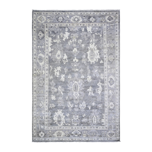Dim Gray, Afghan Angora Oushak With Soft Colors, Natural Dyes, Soft Wool, Hand Knotted, Oriental Rug