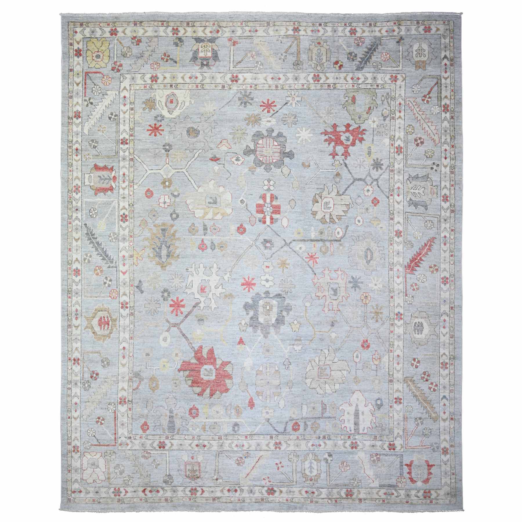 Oushak-And-Peshawar-Hand-Knotted-Rug-370205