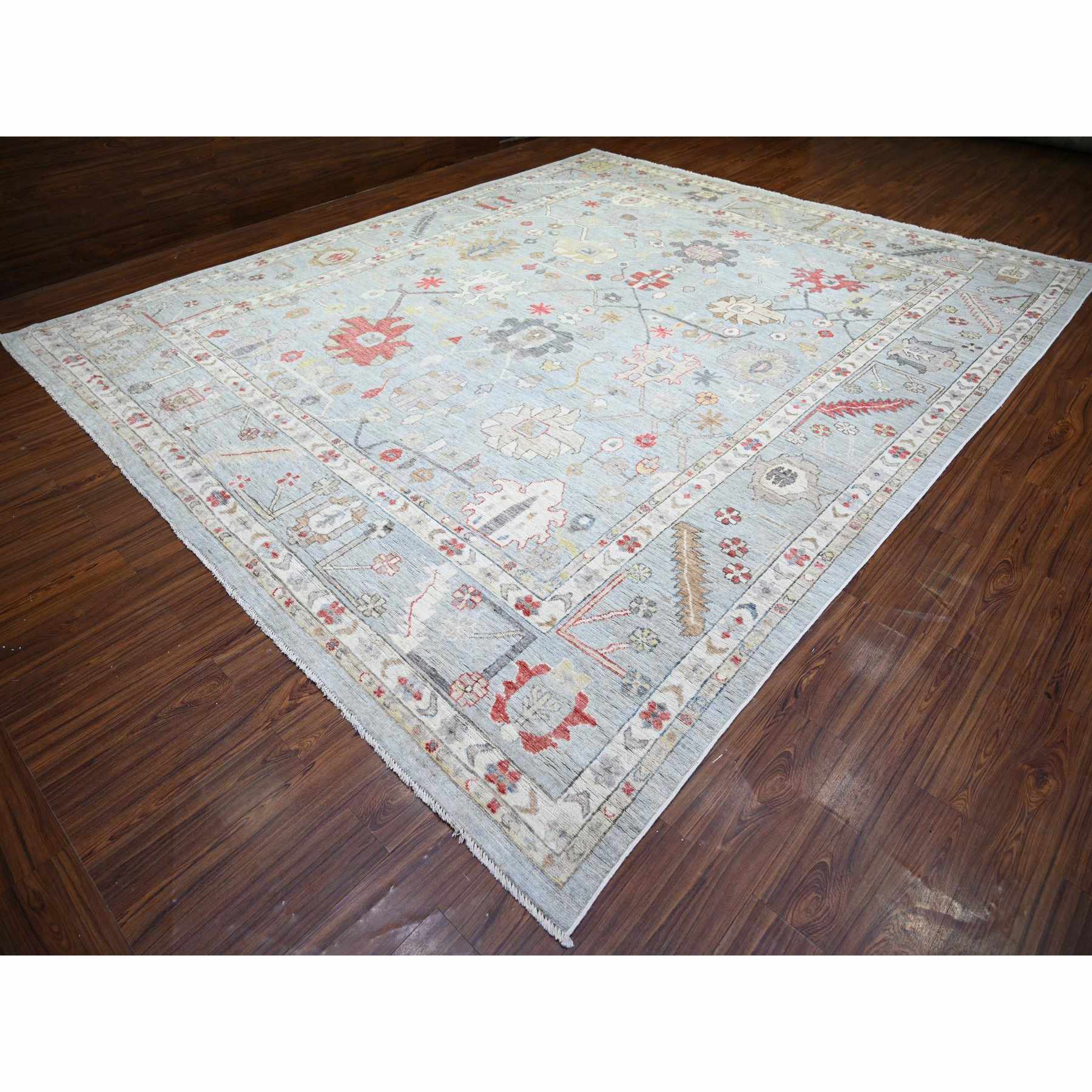 Oushak-And-Peshawar-Hand-Knotted-Rug-370205