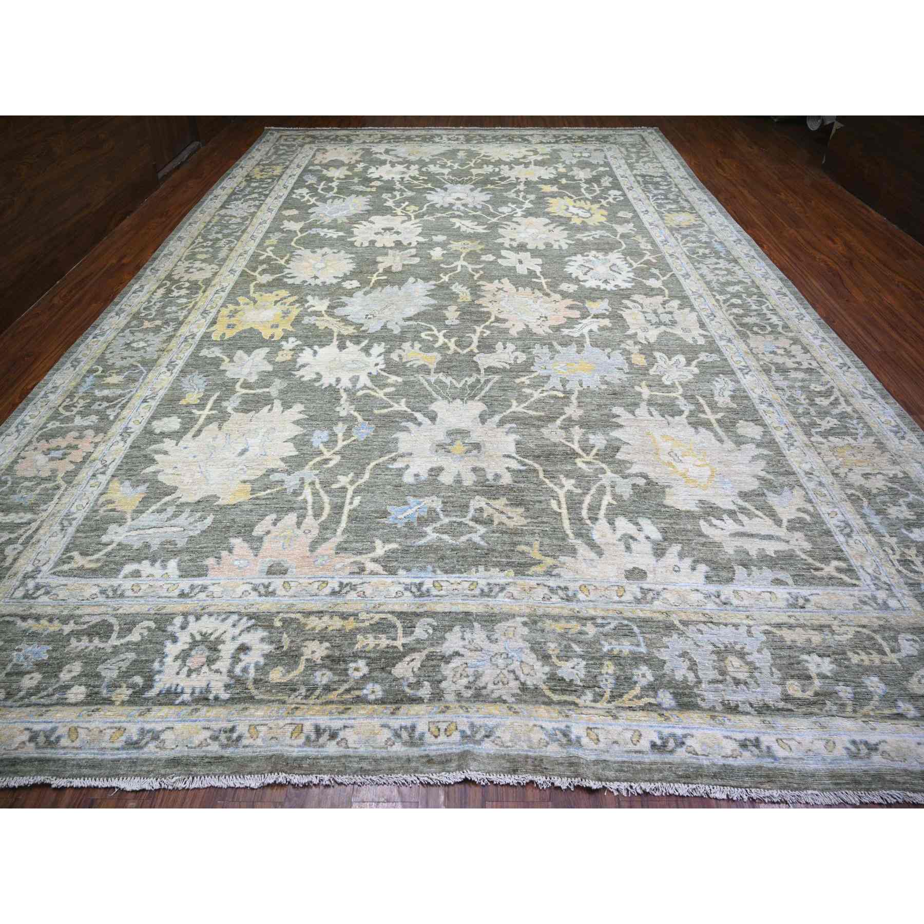 Oushak-And-Peshawar-Hand-Knotted-Rug-370215