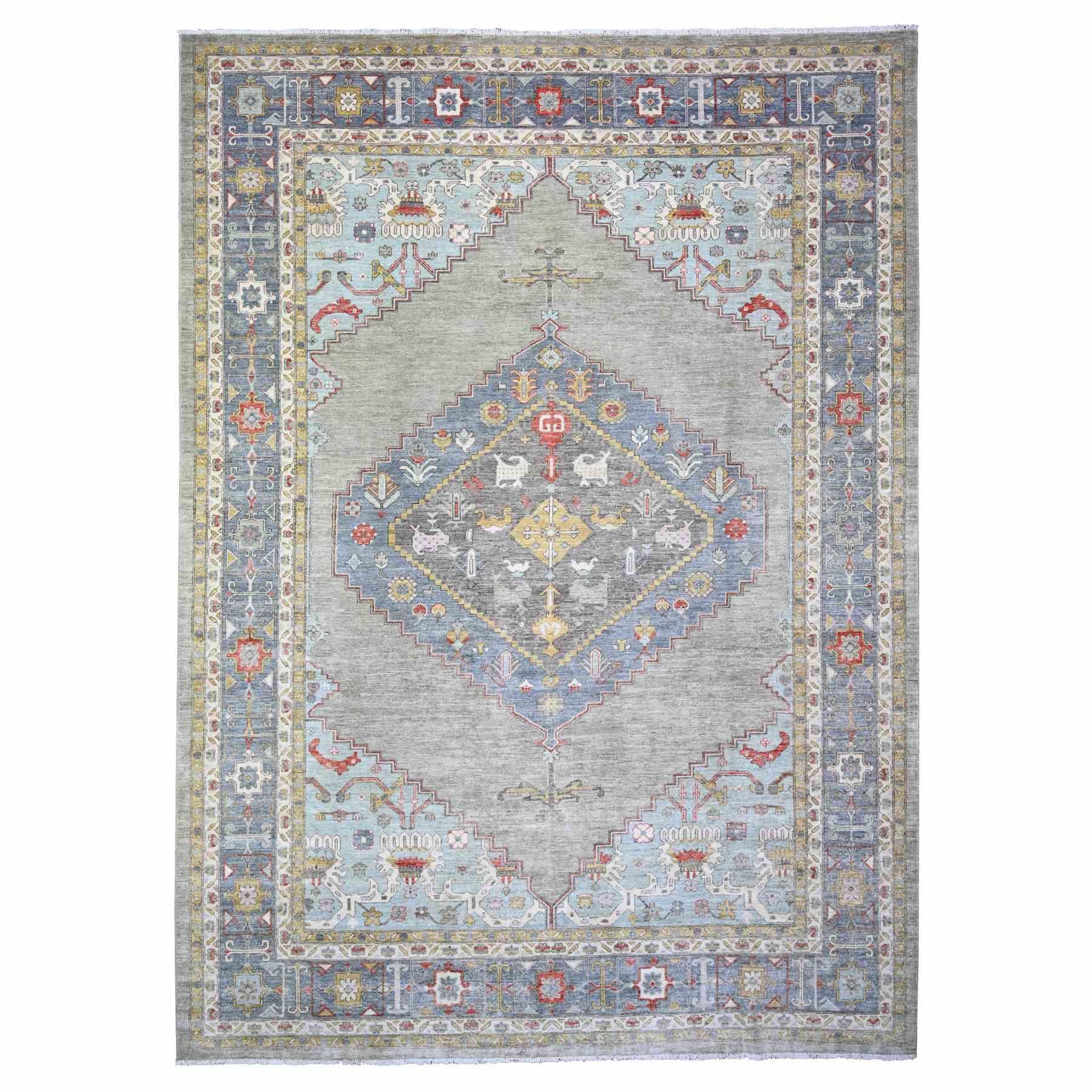 Oushak-And-Peshawar-Hand-Knotted-Rug-370985